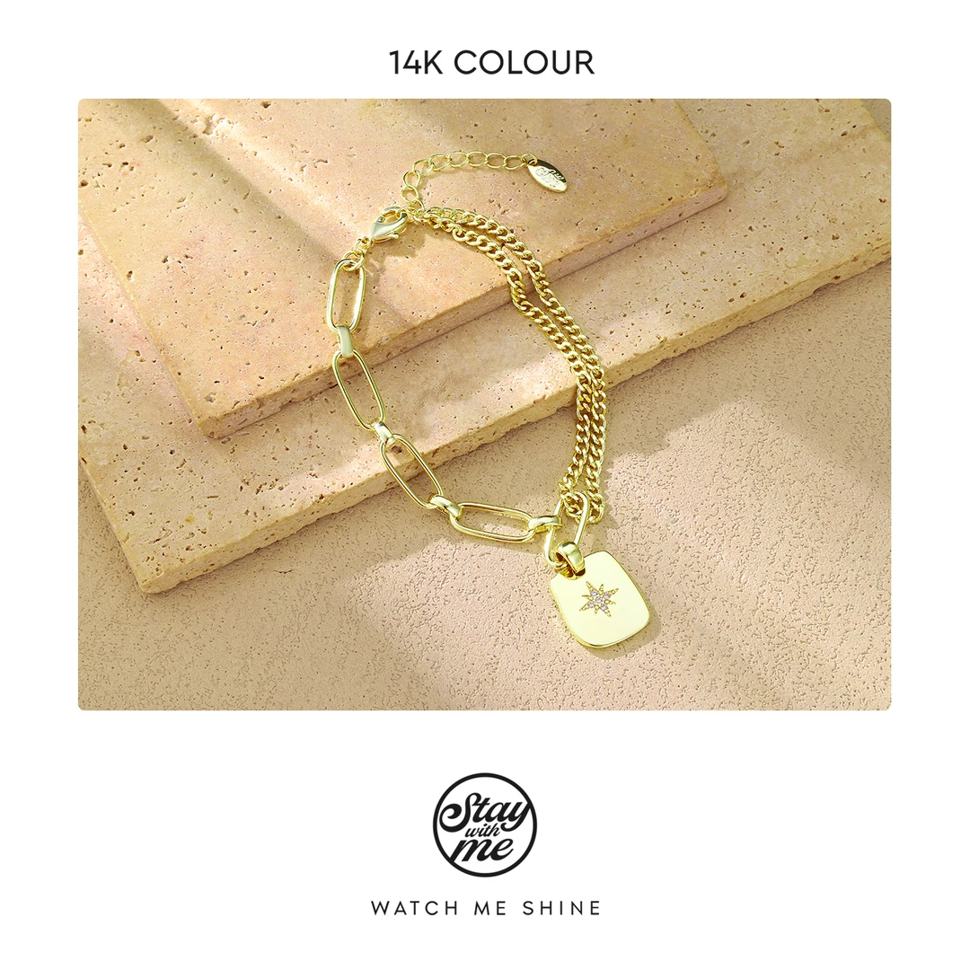 STAY WITH ME 铜合金合成锆石手链 小众设计B1225手链