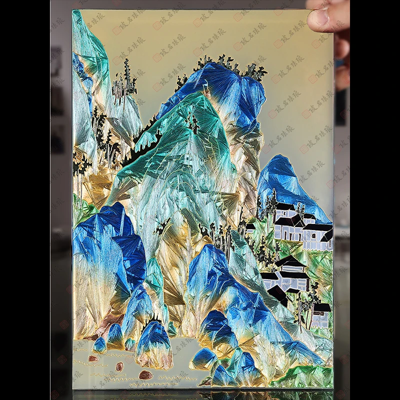 样品手工珐琅彩装饰画玄关壁画客厅背景墙现代简约风格