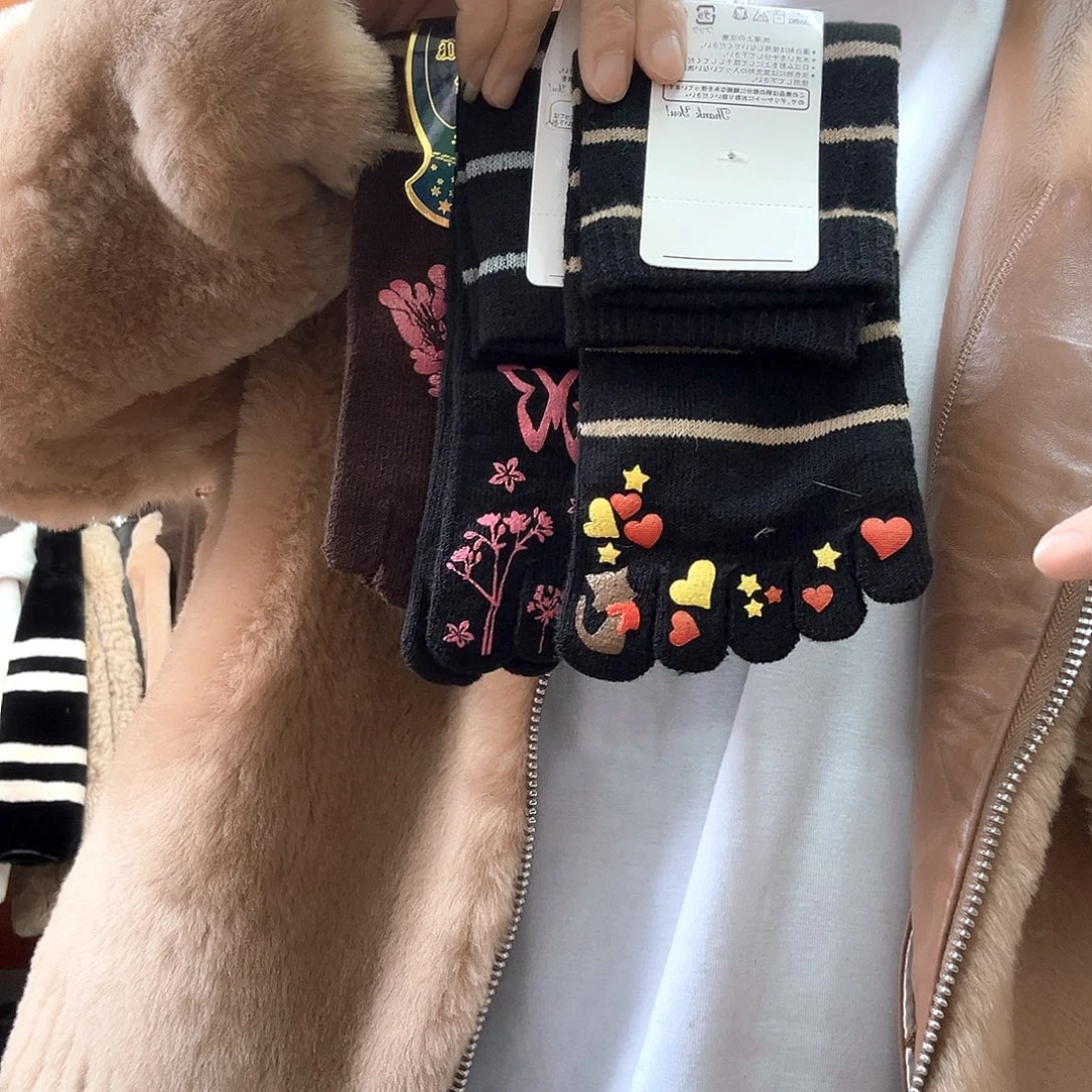 五只袜女春秋冬季加厚