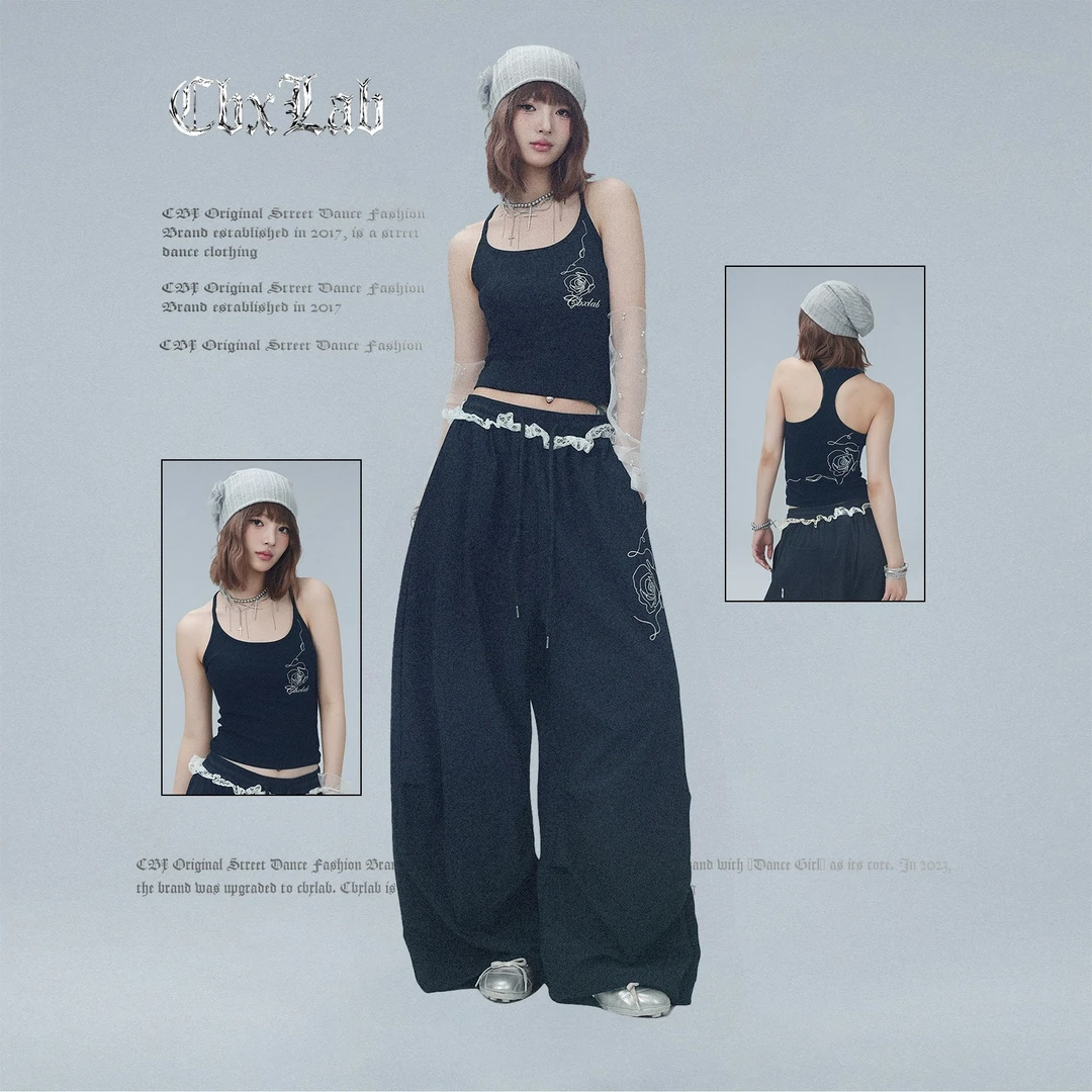 【达人专属】CBXLAB街舞潮牌【静音速干】玫瑰辣妹蕾丝长裤爵士夏季