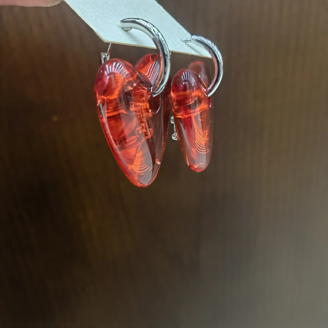 E441红色爱心K耳扣款耳饰