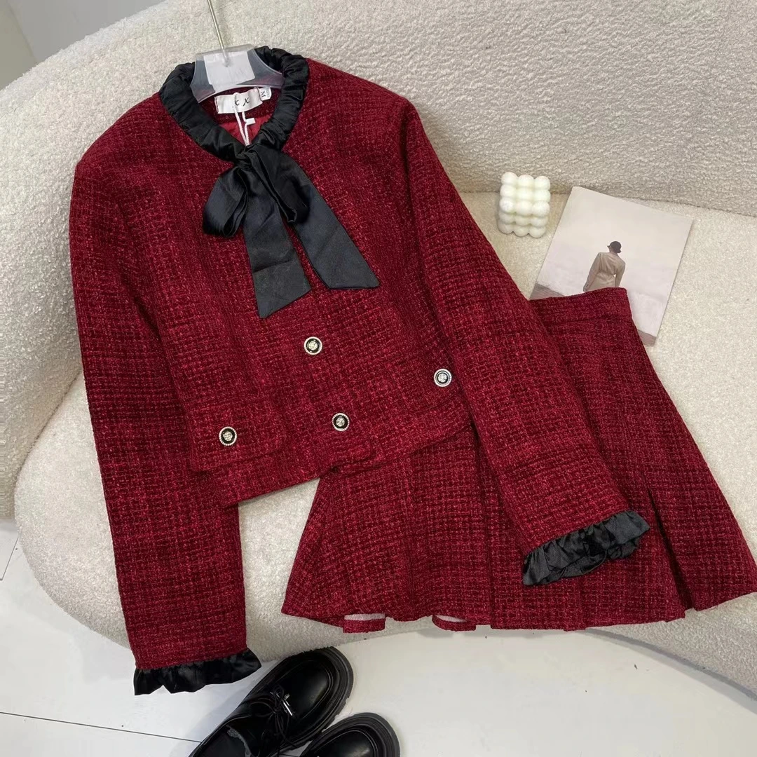 W00635小香风加棉套装裙