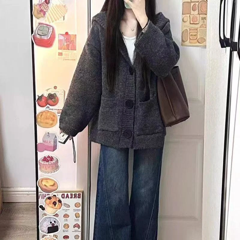 连帽长袖139宽松春秋显瘦减龄休闲风慵懒开衫