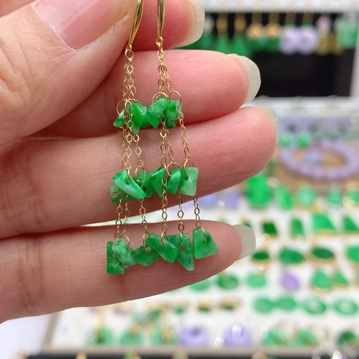 翡翠18K金镶嵌耳饰