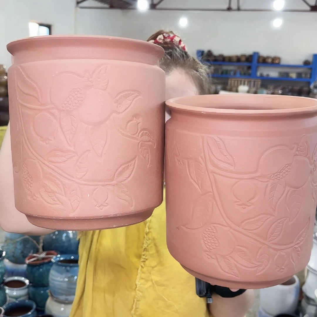 紫砂花盆高23口21