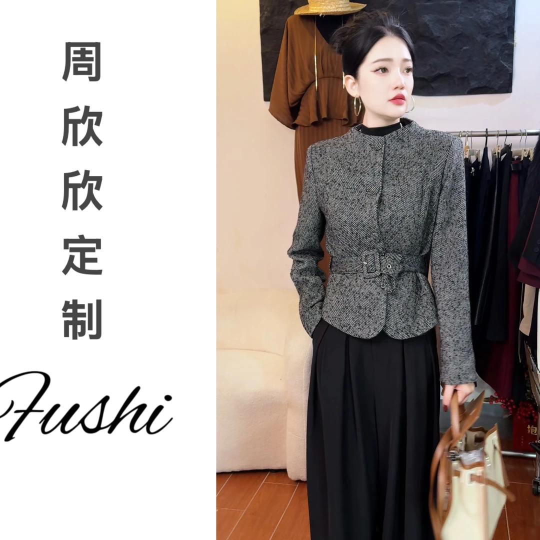 【欣欣】加棉款长袖千金风厚款秋冬女常规款毛呢外套