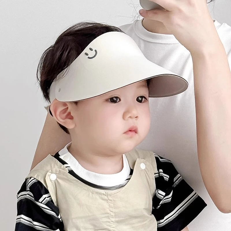 宝宝帽子春夏款透气空顶帽婴幼儿童出游大檐防晒帽遮阳帽沙滩帽韩