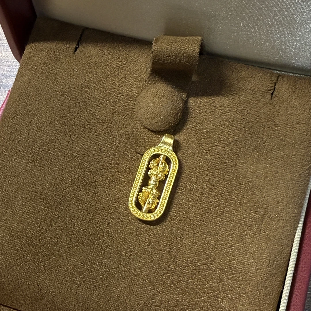 【美奢甄选】足金999简约百搭精致时尚素金金刚杵吊坠