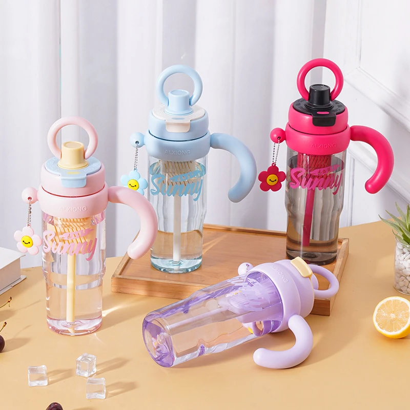 【阿芮专属】高颜值冰霸杯夏季大容量提环花茶水杯男女吸管双饮杯