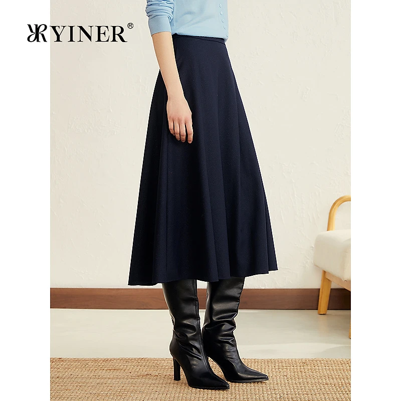 【美丽诺羊毛】YINER音儿专选2025秋季新款闪光雅致显瘦倒褶伞裙