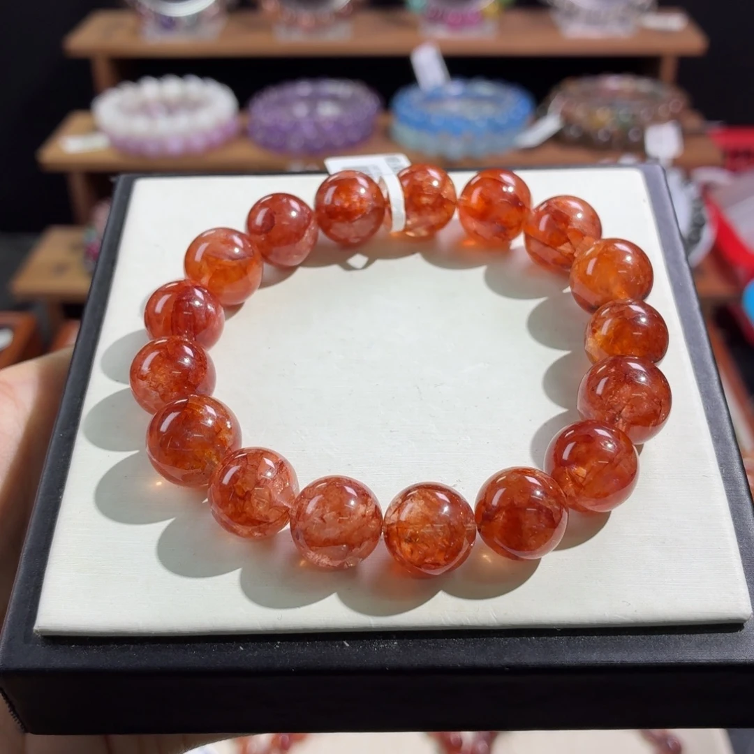 未镶嵌手串水晶红胶花12+