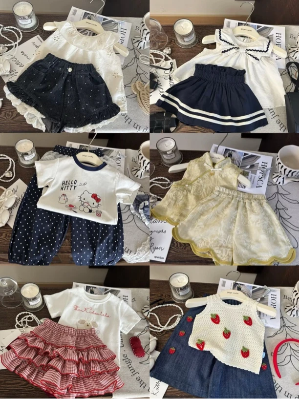 【060-119】2025夏季新款1-5岁女童幼儿园穿搭韩版洋气套装