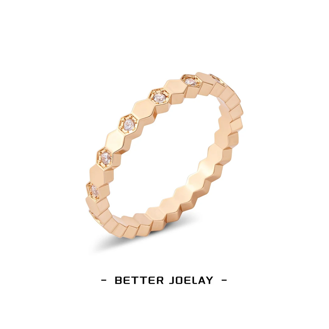 铜合金合成锆石戒指 BETTERJOELAY【蜂巢间钻戒指】时尚戒指KXL0006