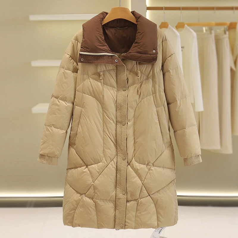 【伍莎-自营】通勤直筒加厚保暖中长款羽绒服#PHD48H030