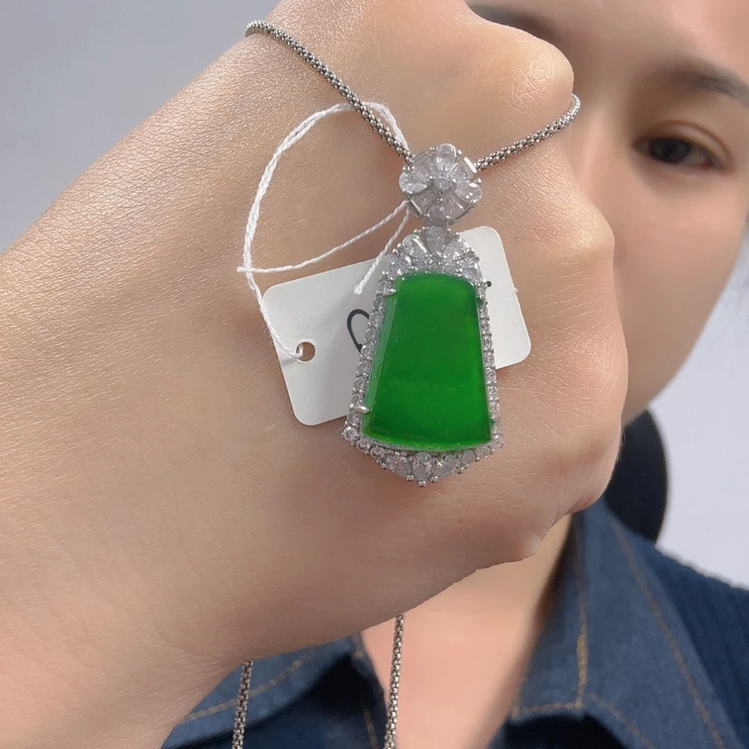 翡翠银S925镶嵌吊坠(不含链)