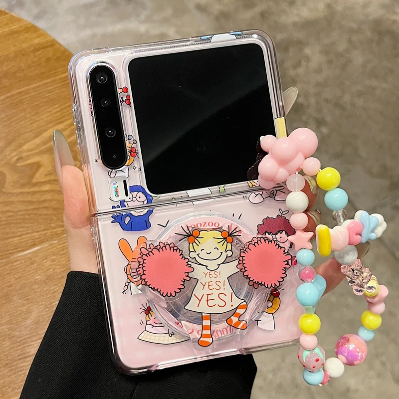 适用华为PuraX阔折叠屏手机壳P50Pocket可爱腊肠狗coco女孩支架