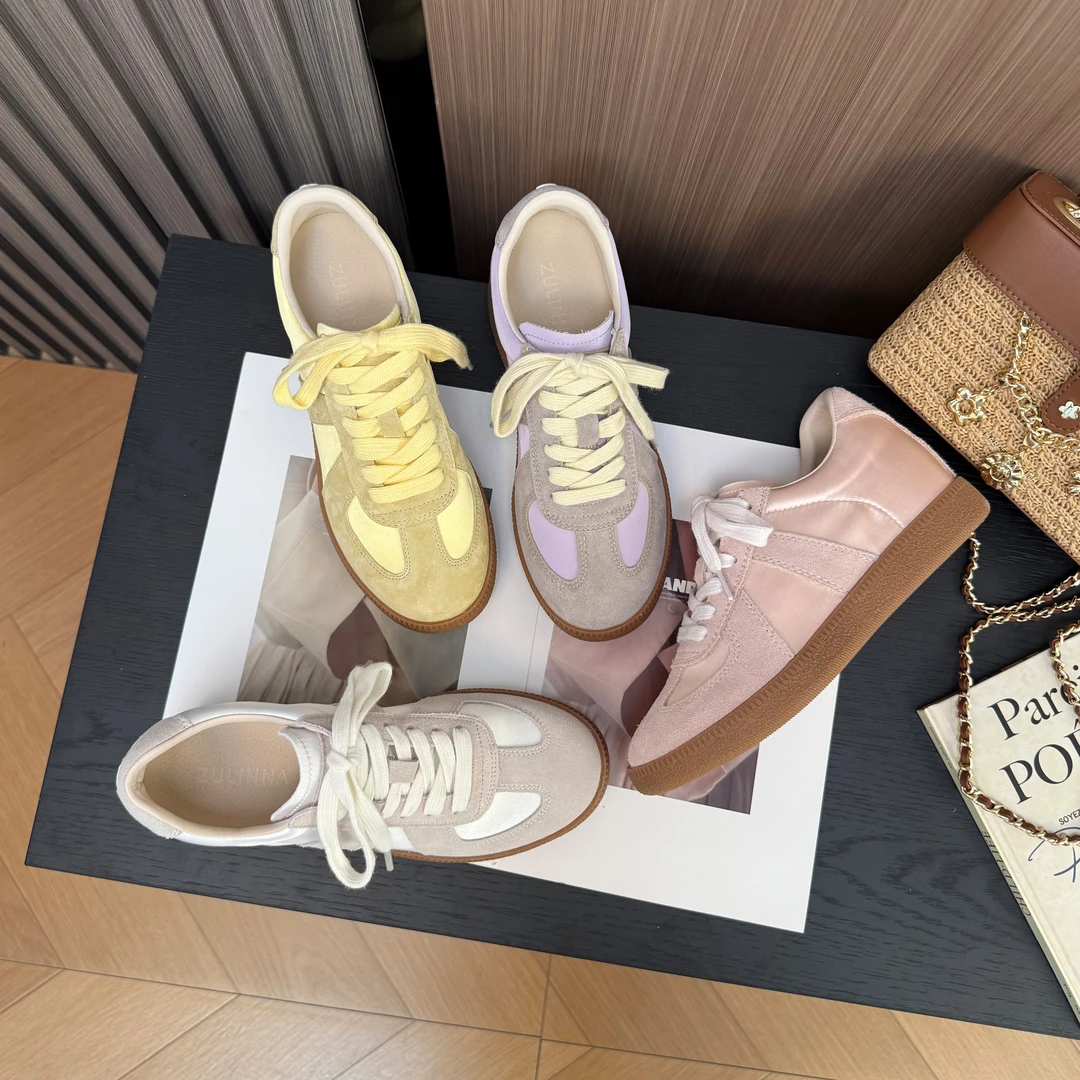 内增高6cm复古德训鞋女2025夏季新款透气休闲板鞋女百搭运动鞋女