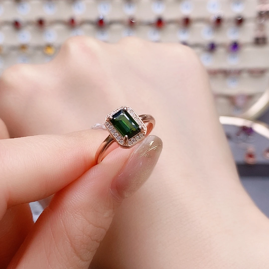 碧玺戒指银S925镶嵌戒指