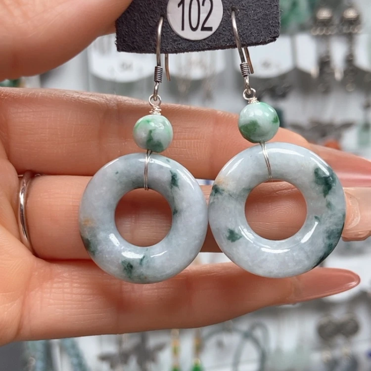 【闪购商品】翡翠耳饰银S925镶嵌耳饰