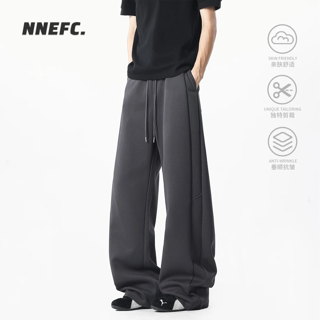 NNEFC美式解构重磅卫裤男女潮牌春秋季小众设计感宽松弯刀直筒裤