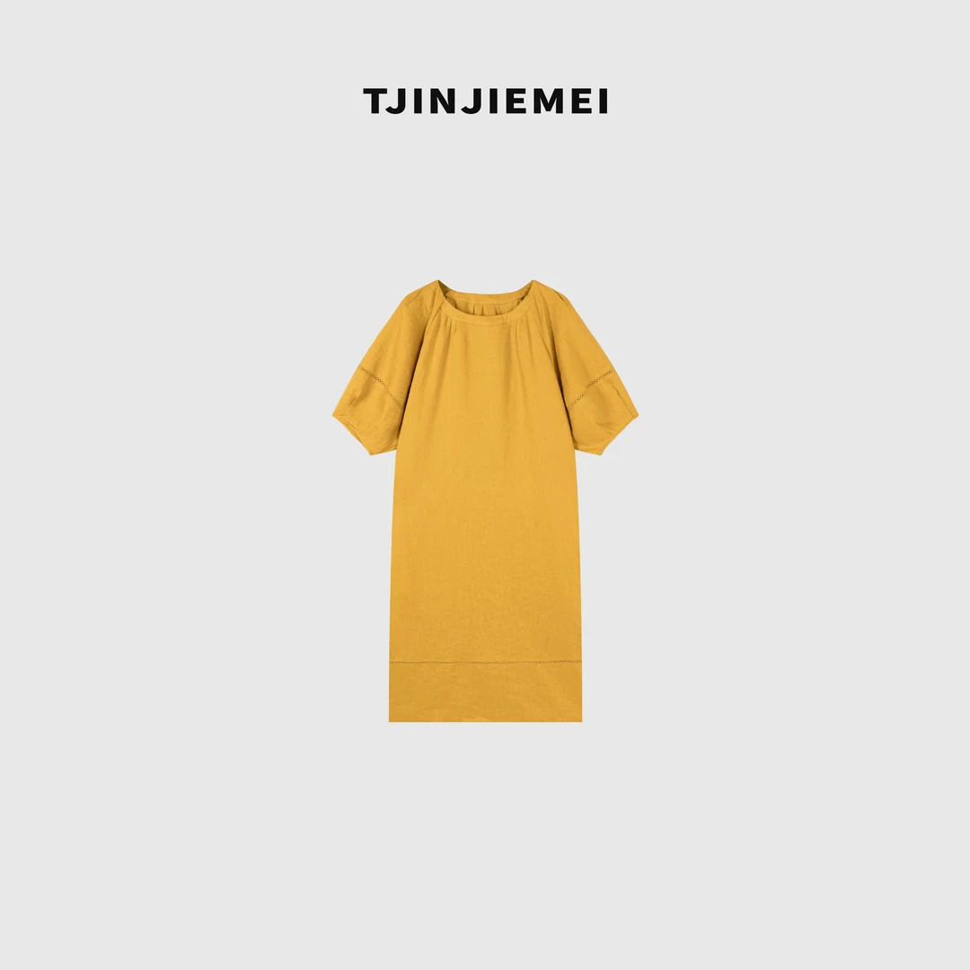 T井姐妹【琥珀】设计感气质100亚麻长款连衣裙LYQ2504-ZT253