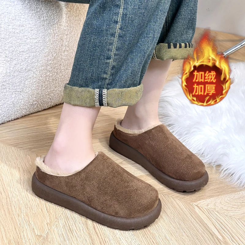 明星同款勃肯加绒鞋小土豆雪地靴一脚蹬2025新款冬季加绒加厚保暖