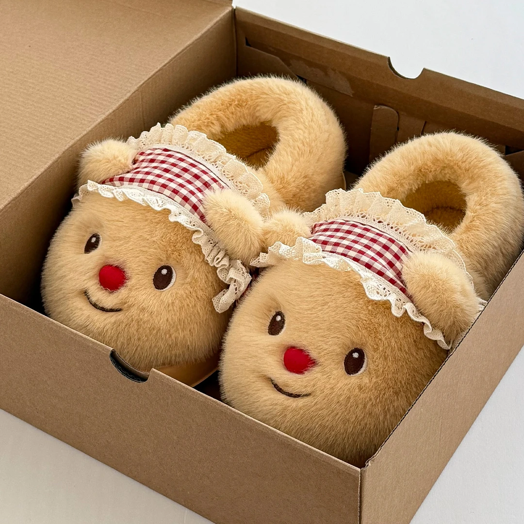 可爱卡通棉鞋女冬季包跟2025新款网红保暖鞋毛绒学生加绒加厚女款