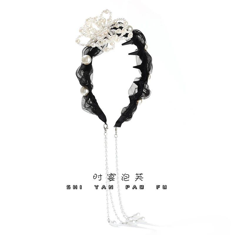 邂逅发箍立体珠珠花朵可拆卸流苏发饰法式小香风经典压发箍头饰女