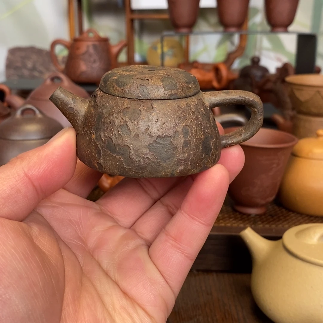 茶壶紫砂柴烧窑变手捏壶