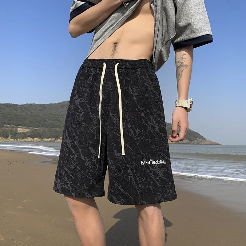 重磅短裤男装夏季新款宽松休闲运动裤子潮牌美式高级感刺绣五分裤