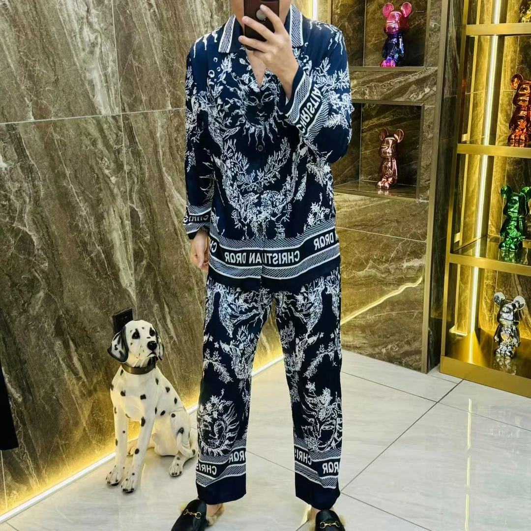 【9175】可外穿丝滑舒适家居服睡衣套装男士时尚休闲轻薄透气