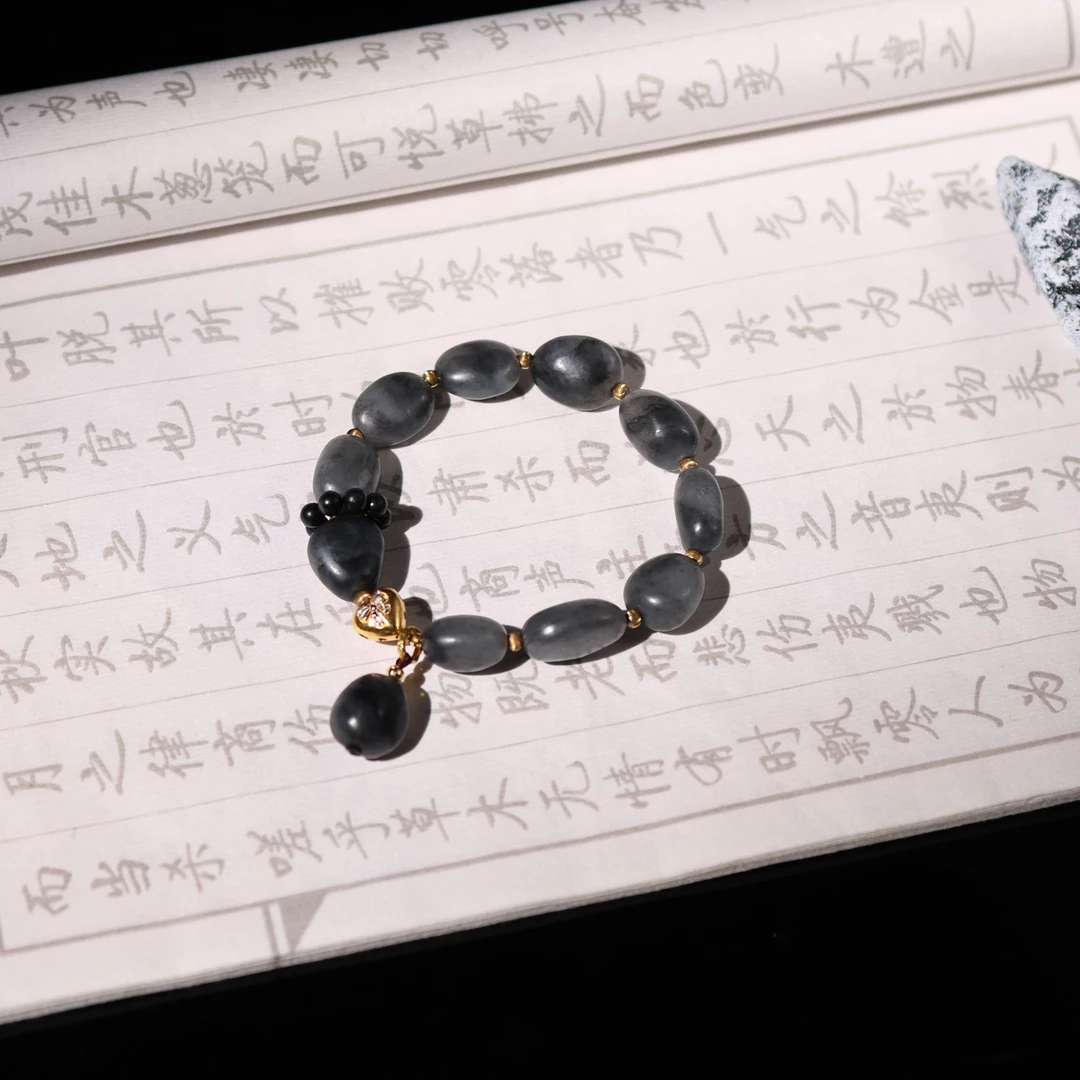 【挽青庭】和田玉*手链*18k金镶嵌*青花*多样性发一