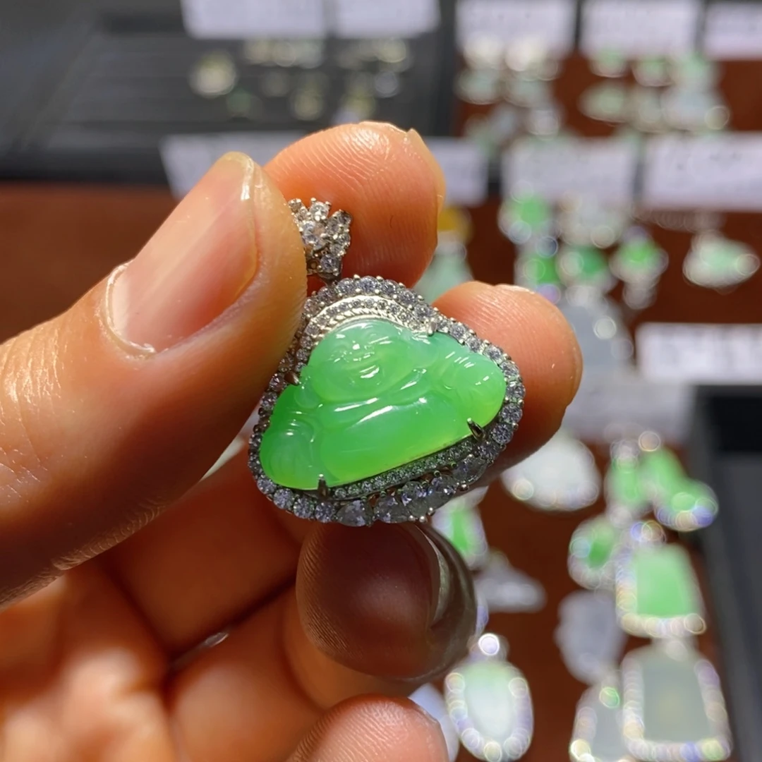 翡翠颈饰银S925镶嵌A*y小佛公