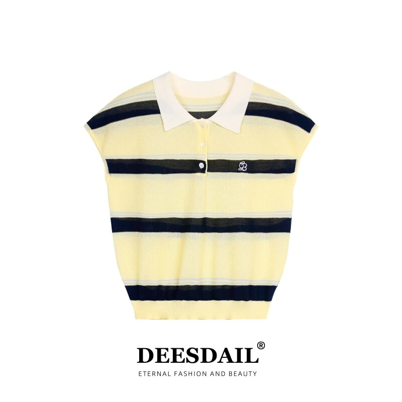 【304】DEESDAIL条纹polo领上衣Y203直播