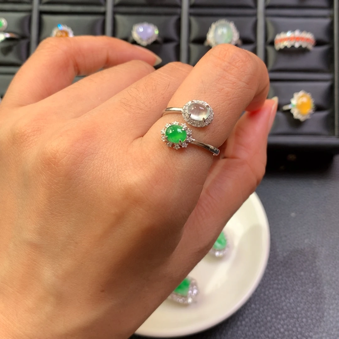 翡翠银S925镶嵌戒指