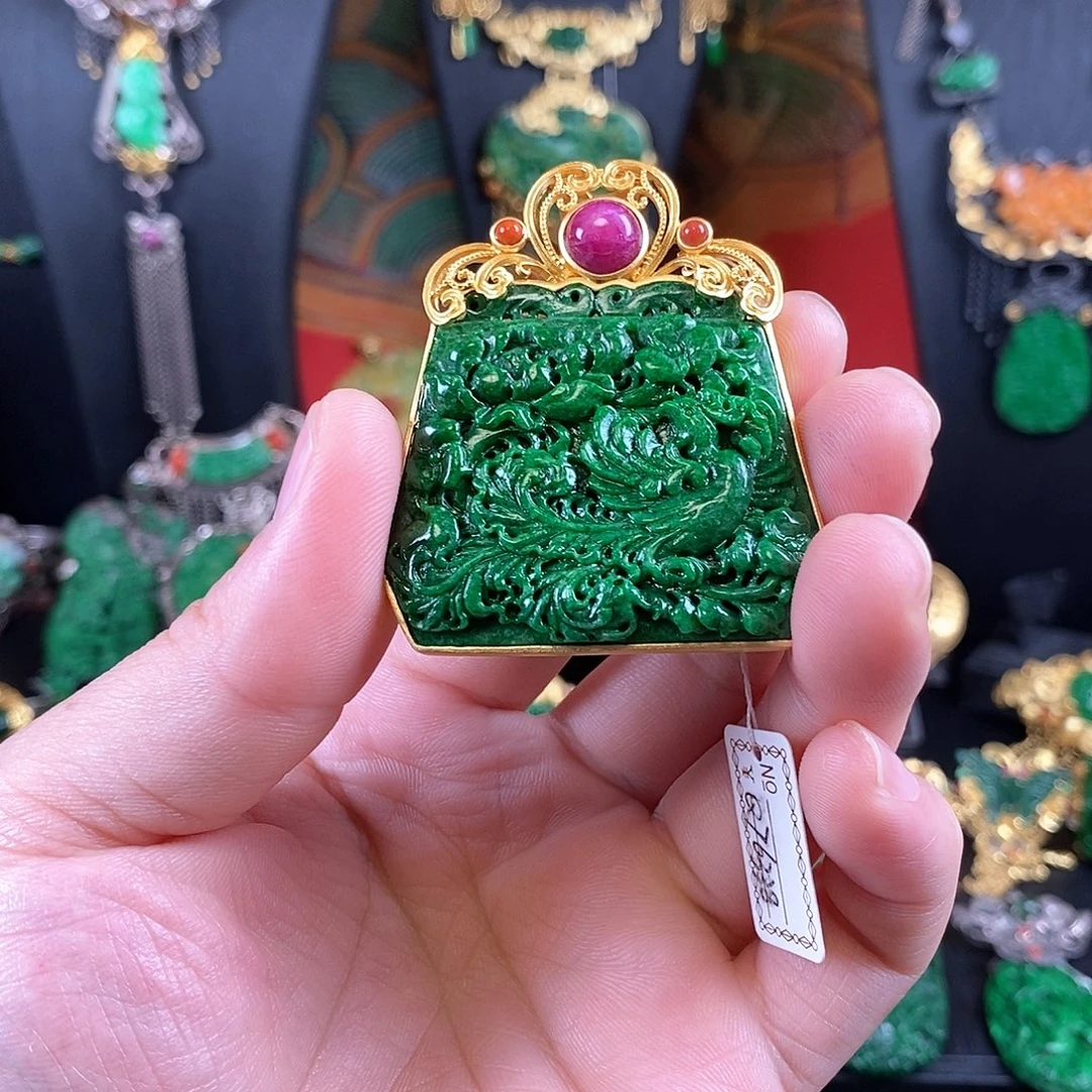 翡翠银S925镶嵌吊坠(赠链)吊坠