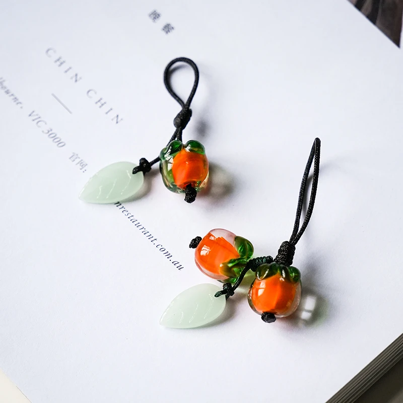 德白柿柿如意茶壶绳结小吊坠挂件家用创意挂功夫茶具装饰茶道配件