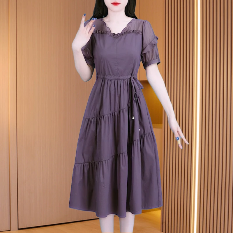 拉夏贝尔连衣裙女装2025夏季名媛气质高级感奢华配大衣喜婆婆礼服