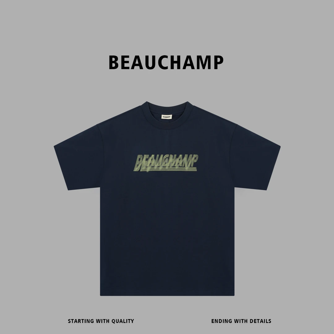Beau champ品牌 宽松休闲印花圆领纯棉t恤短袖ins 6209#