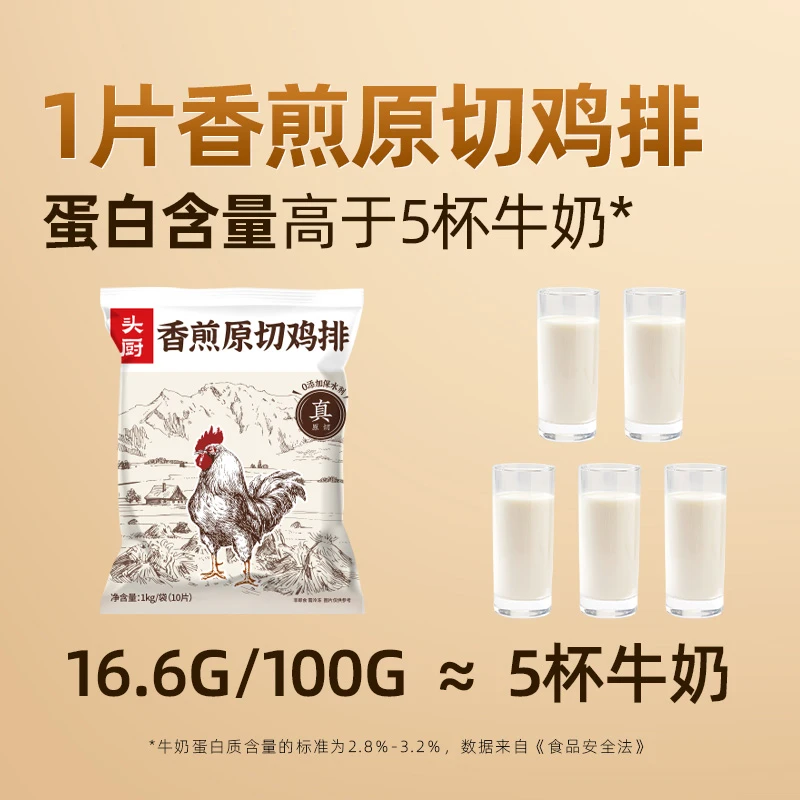 头厨鸡排香煎原切大块鸡排鸡大胸肉高蛋白冷冻非油炸半成品鸡排