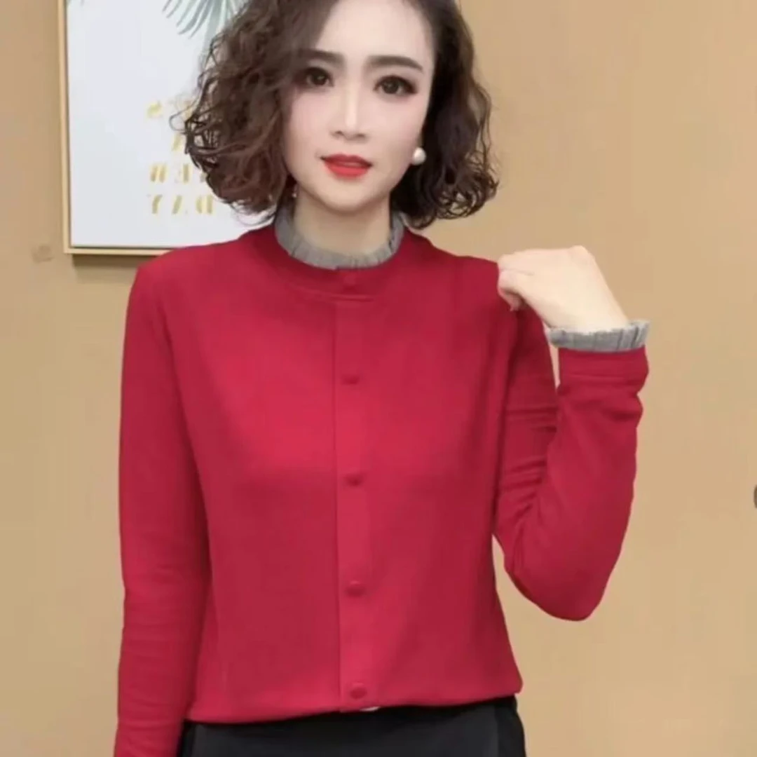 2024冬季新款加绒保暖打底衫女气质设计感长袖上衣#87587