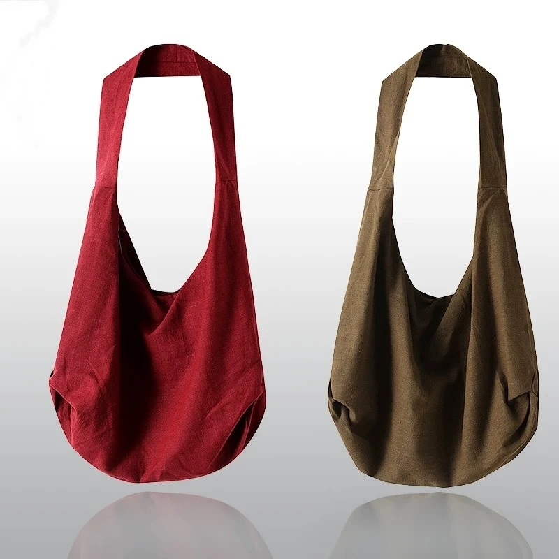 中国风男女禅意包亚麻单肩包复古文艺棉麻僧侣佛系居士汉服布包