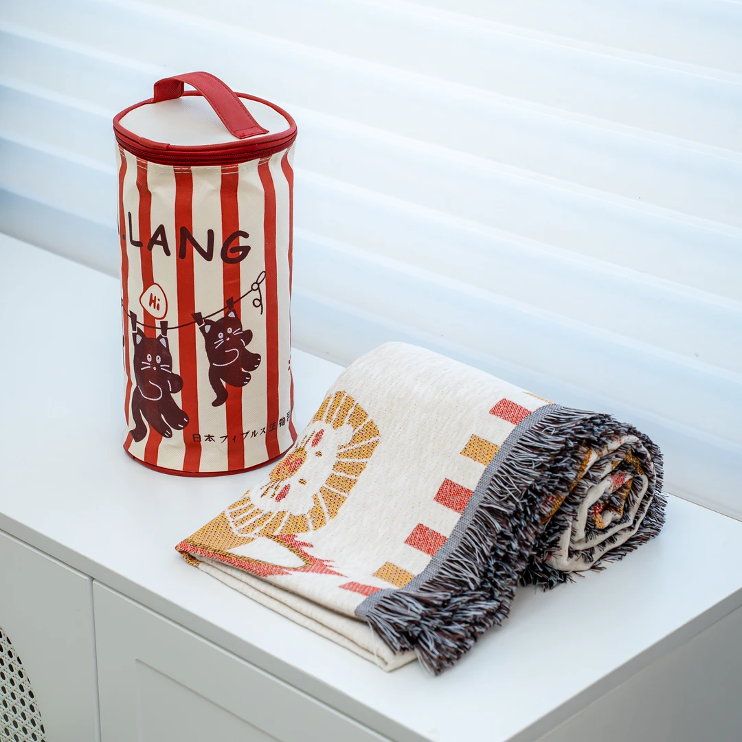 【京かわ会社】雪尼尔流苏沙发垫90*210cm 马戏团