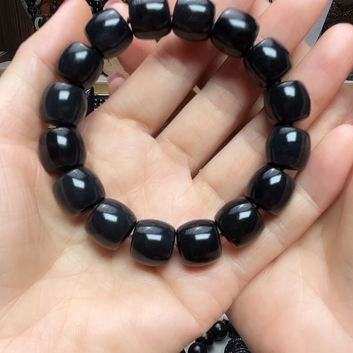 和田玉（墨玉）未镶嵌颈饰卡14直切福利款