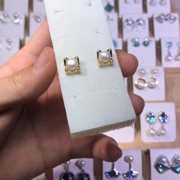 淡水珍珠耳饰银S925镶嵌