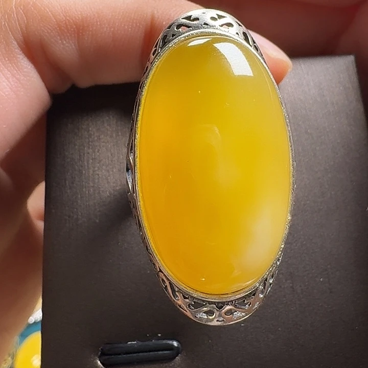菲***～蜜蜡银S925镶嵌戒指戒指