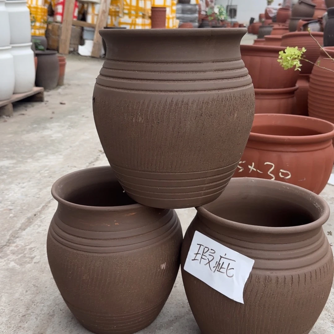 紫砂花盆口25高30宜兴紫砂瑕疵粗糙花泥