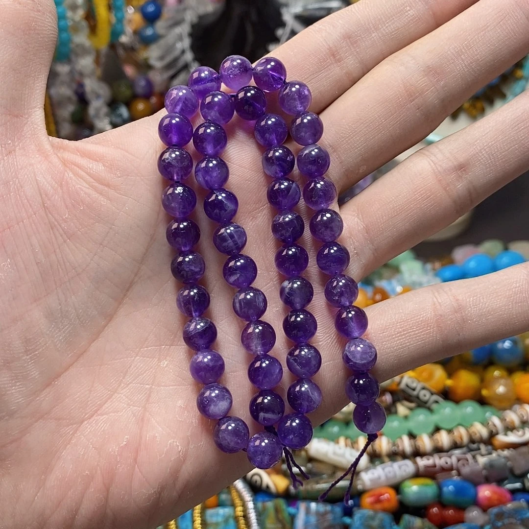 石英质玉未镶嵌，天然紫水晶8mm，
