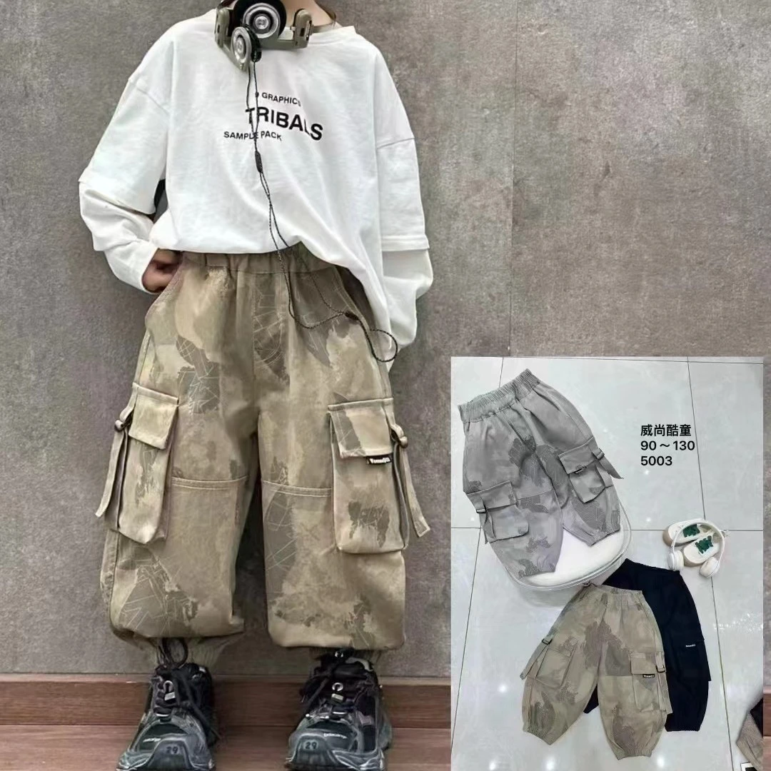 男童迷彩工装裤春秋款新款痞帅休闲长裤