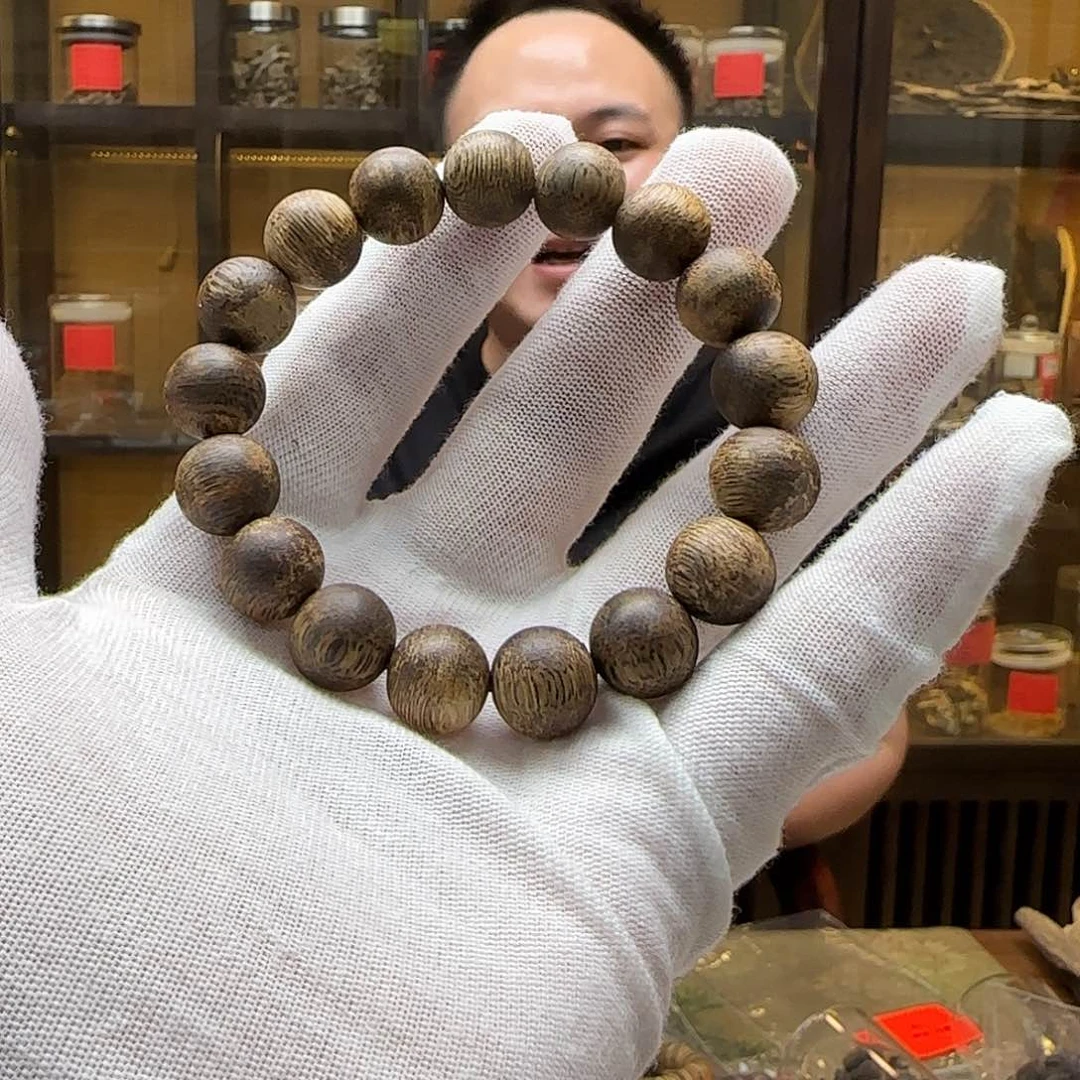 沉香手串国香棋楠老白棋念珠99沉1.2mm13.5g